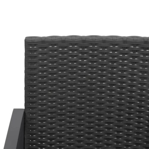 5-Piece Garden Dining Set with Cushions Black PP Rattan - Image 5