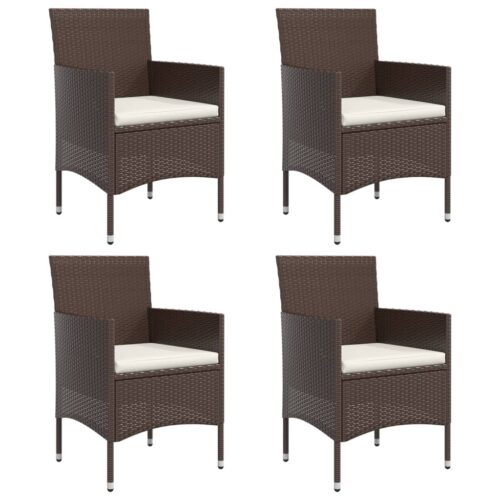 5-Piece Garden Dining Set with Cushions Brown Black - Image 4