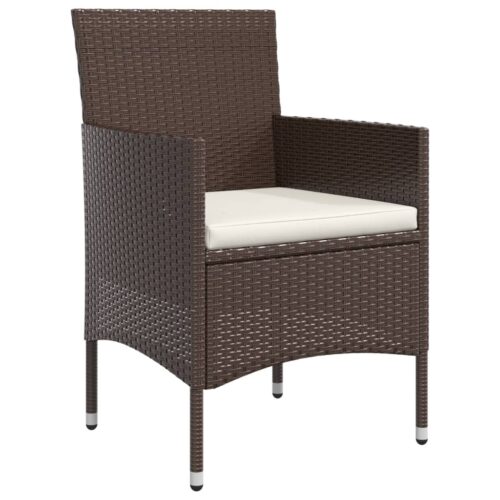 5-Piece Garden Dining Set with Cushions Brown Black - Image 5