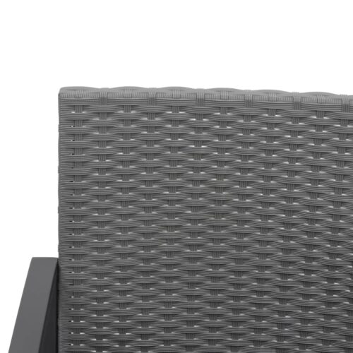 5-Piece Garden Dining Set with Cushions Dark Grey PP Rattan - Image 5