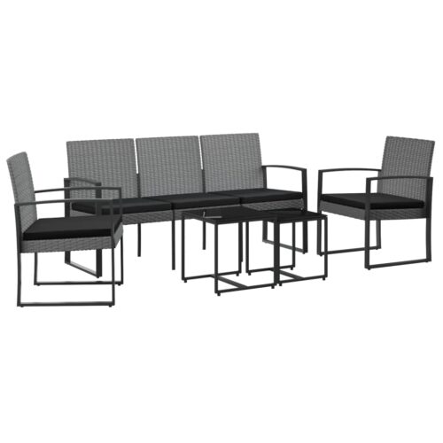 5-Piece Outdoor Dining Set Cushions Garden Patio Chairs Table Rattan Dark Grey
