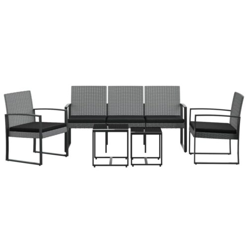 5-Piece Outdoor Dining Set Cushions Garden Patio Chairs Table Rattan Dark Grey - Image 3