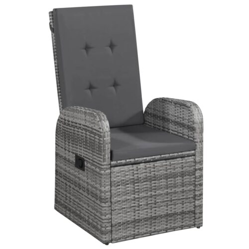 5-Piece Garden Dining Set with Cushions Grey - Image 4