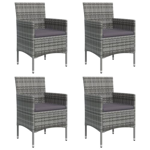 5-Piece Garden Dining Set with Cushions Grey Black - Image 4