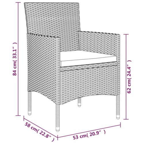 5-Piece Garden Dining Set with Cushions Grey Black - Image 10