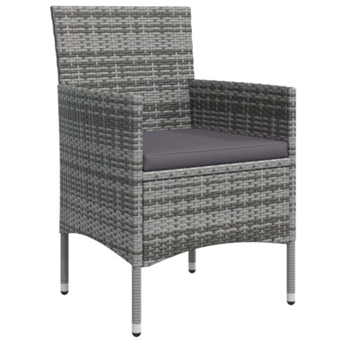 5-Piece Garden Dining Set with Cushions Grey Black - Image 5