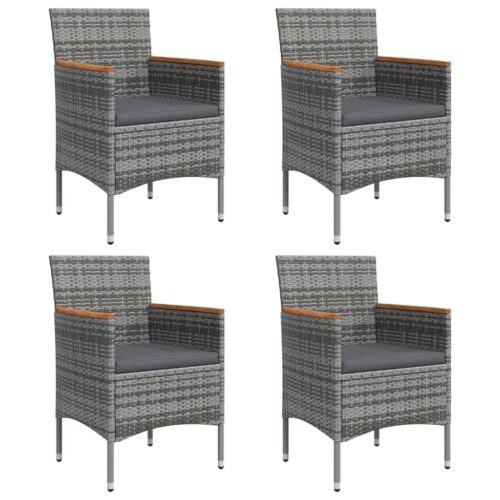 5-Piece Garden Dining Set with Cushions Grey Black - Image 4