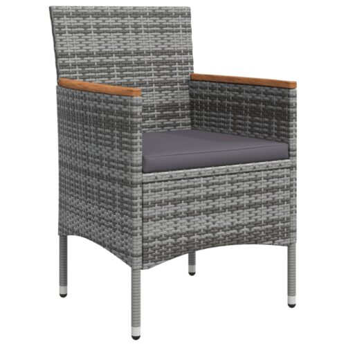 5-Piece Garden Dining Set with Cushions Grey Black - Image 5