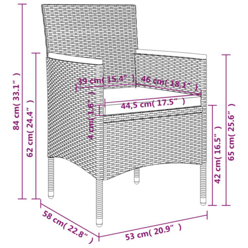 5-Piece Garden Dining Set with Cushions Grey Black - Image 10
