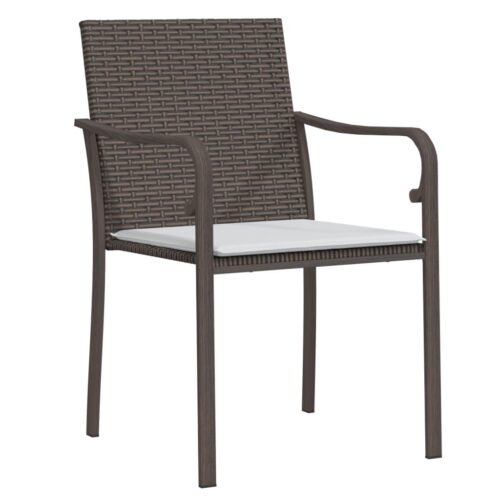 5-Piece Garden Dining Set with Cushions Poly Rattan Wicker Outdoor Patio Furniture Steel - Image 5