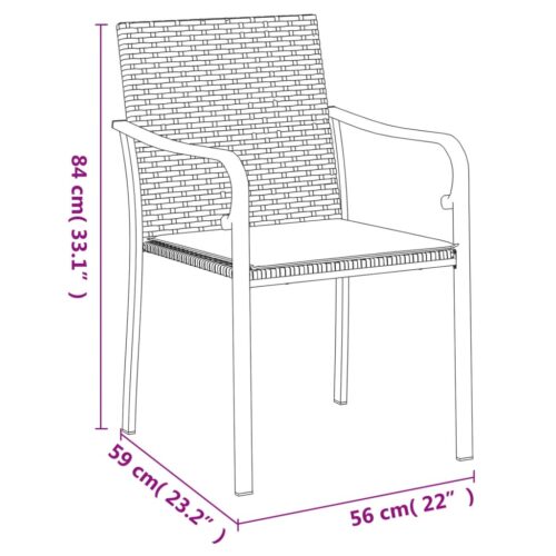 5-Piece Garden Dining Set with Cushions Poly Rattan Wicker Outdoor Patio Furniture Steel - Image 10