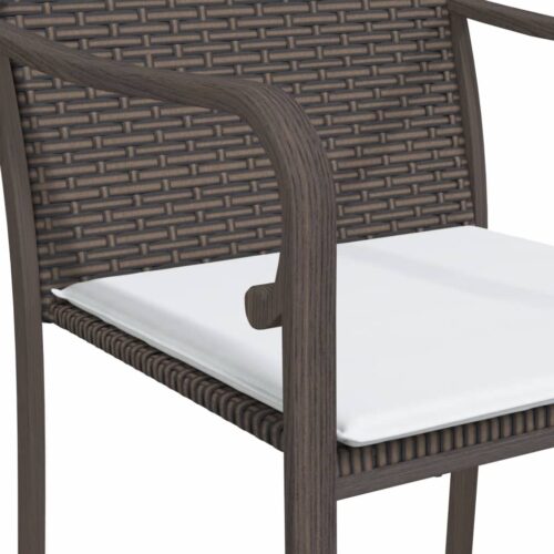 5-Piece Garden Dining Set with Cushions Poly Rattan Wicker Outdoor Patio Furniture Steel - Image 9