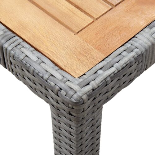 5-Piece Garden Dining Set with Cushions Poly Rattan Wicker Outdoor Patio Furniture Grey - Image 4