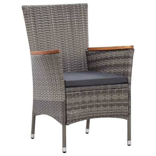 5-Piece Garden Dining Set with Cushions Poly Rattan Wicker Outdoor Patio Furniture Grey - Image 5