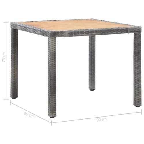 5-Piece Garden Dining Set with Cushions Poly Rattan Wicker Outdoor Patio Furniture Grey - Image 10