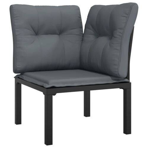 5-Piece Garden Lounge Set Black Grey Poly Rattan Wicker Outdoor Patio Furniture - Image 4
