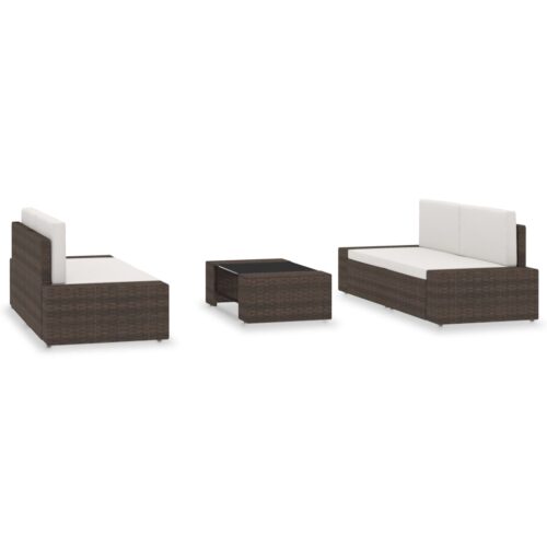 5-Piece Garden Lounge Set Poly Rattan Wicker Outdoor Patio Furniture Brown