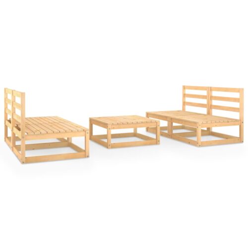 5-Piece Garden Lounge Set Pine Wood Outdoor Patio Furniture