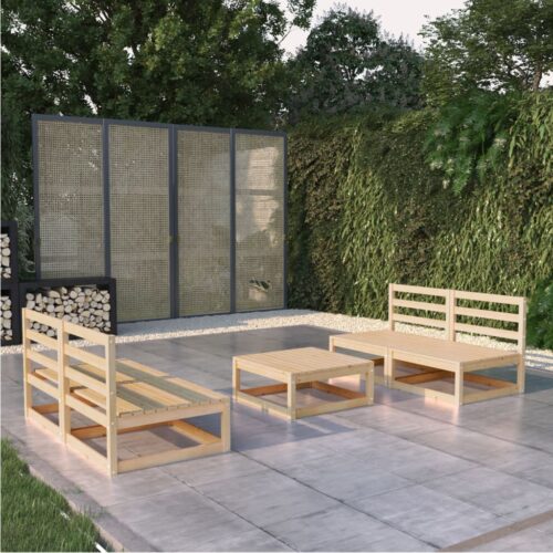 5-Piece Garden Lounge Set Pine Wood Outdoor Patio Furniture - Image 2