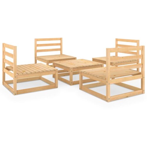 5-Piece Garden Lounge Set Pine Wood Outdoor Patio Furniture