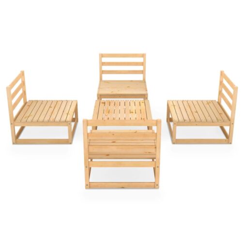 5-Piece Garden Lounge Set Pine Wood Outdoor Patio Furniture - Image 3