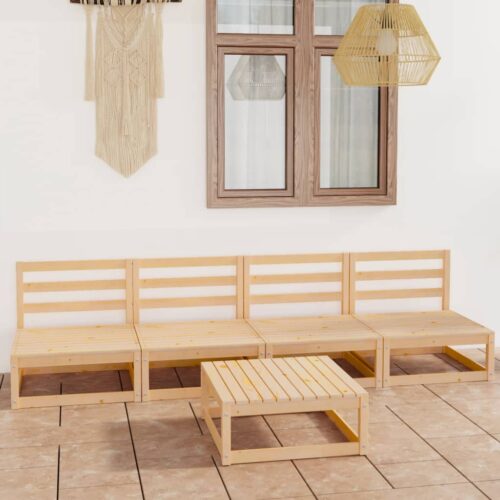 5-Piece Garden Lounge Set Pine Wood Outdoor Patio Furniture - Image 2