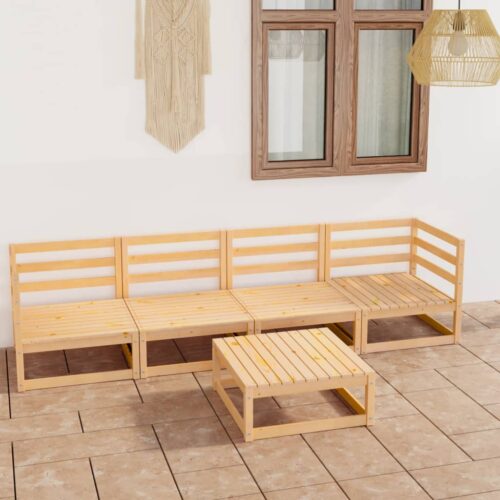 5-Piece Outdoor Sofa Set Garden Patio Lounge Chairs Furniture Solid Pine Wood - Image 2