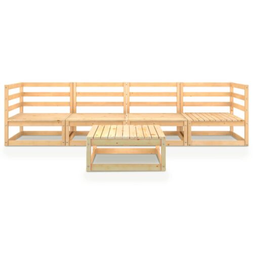5-Piece Outdoor Sofa Set Garden Patio Lounge Chairs Furniture Solid Pine Wood - Image 3