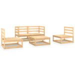 5-Piece Garden Lounge Set Pine Wood Outdoor Patio Furniture
