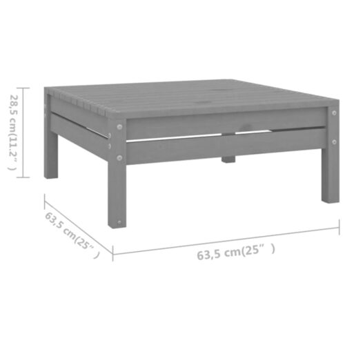 5-Piece Garden Lounge Set Pine Wood Outdoor Patio Furniture Grey - Image 8