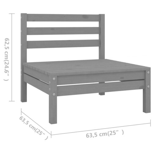 5-Piece Garden Lounge Set Pine Wood Outdoor Patio Furniture Grey - Image 6