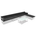 5-Piece Garden Lounge Set Textilene Aluminium Black