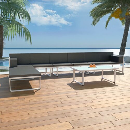 5-Piece Garden Lounge Set Textilene Aluminium Black - Image 2