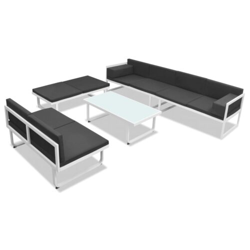 5-Piece Garden Lounge Set Textilene Aluminium Black - Image 3