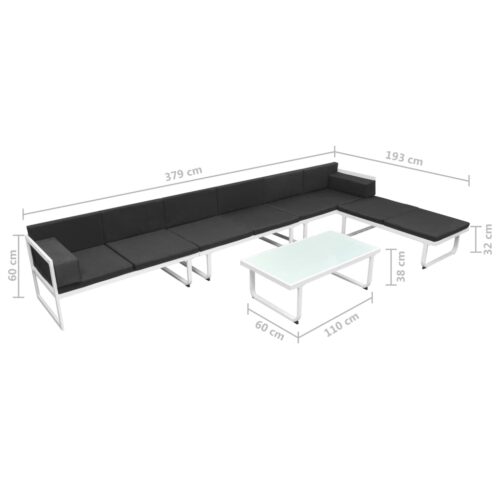 5-Piece Garden Lounge Set Textilene Aluminium Black - Image 11
