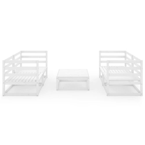 5-Piece Garden Lounge Set White Pine Wood Outdoor Patio Furniture - Image 3