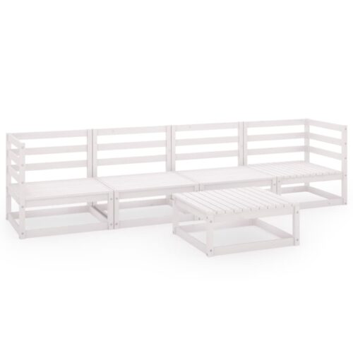 5-Piece Outdoor Sofa Set Garden Patio Lounge Bench Chairs Solid Pine Wood White