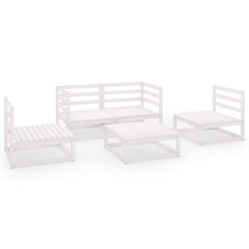 5-Piece Outdoor Sofa Set Garden Patio Lounge Bench Pallet Chairs Pine Wood White