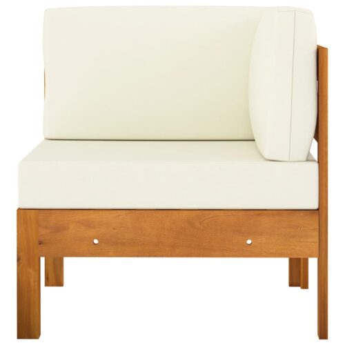 5-Piece Garden Lounge Set with Cream White Cushions Acacia Wood - Image 8