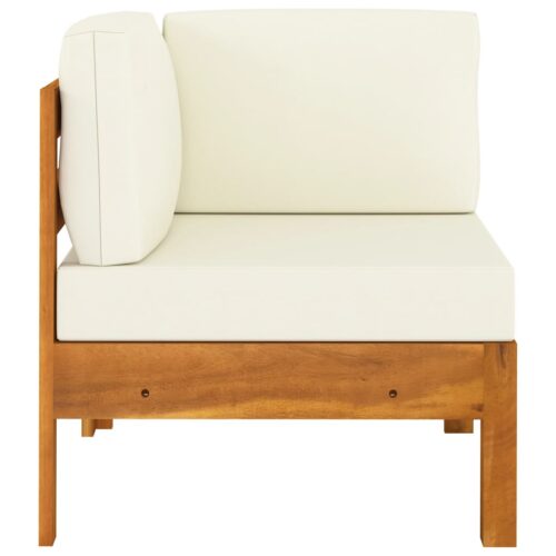 5-Piece Garden Lounge Set with Cream White Cushions Acacia Wood - Image 9