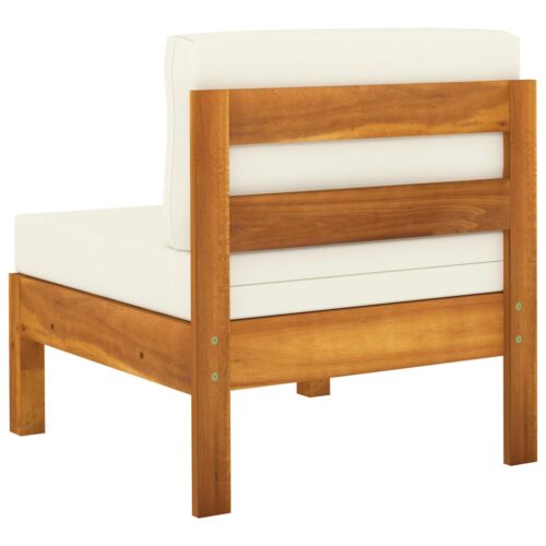5-Piece Garden Lounge Set with Cream White Cushions Acacia Wood - Image 11