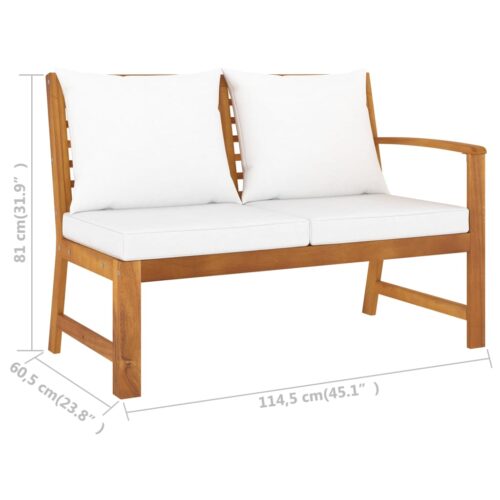 5-Piece Garden Lounge Set with Cushion Cream Acacia Wood Timber Outdoor Patio Furniture - Image 11