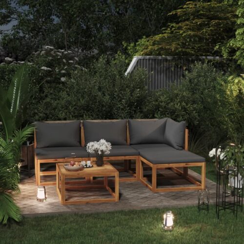5-Piece Garden Lounge Set with Cushion Acacia Wood Timber Outdoor Patio Furniture - Image 2