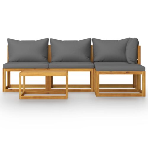 5-Piece Garden Lounge Set with Cushion Acacia Wood Timber Outdoor Patio Furniture - Image 3