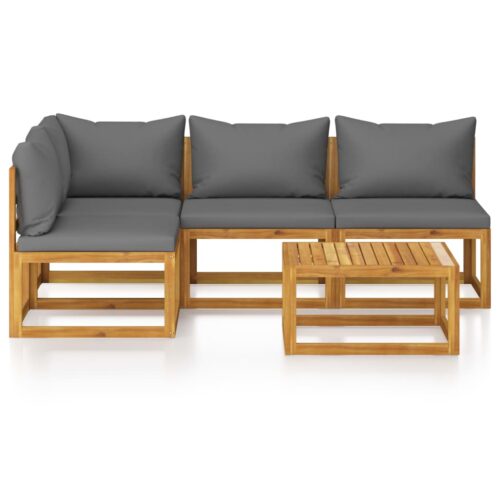 5-Piece Garden Lounge Set with Cushion Acacia Wood Timber Outdoor Patio Furniture - Image 3