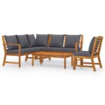 5-Piece Garden Lounge Set with Cushion Acacia Wood Timber Outdoor Patio Furniture