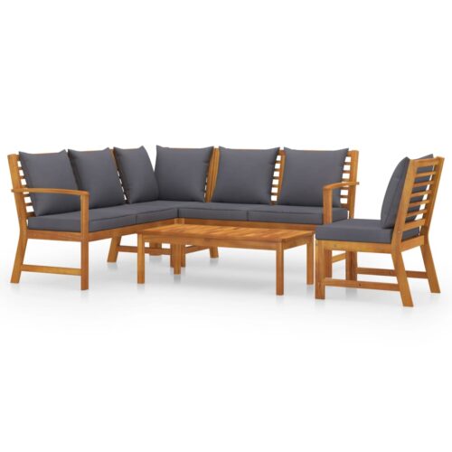 5-Piece Garden Lounge Set with Cushion Acacia Wood Timber Outdoor Patio Furniture