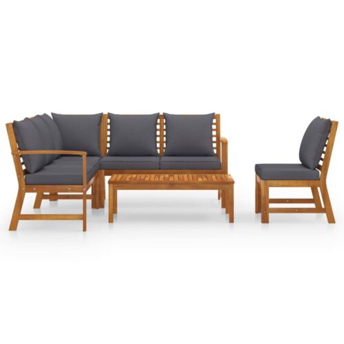 5-Piece Garden Lounge Set with Cushion Acacia Wood Timber Outdoor Patio Furniture - Image 3