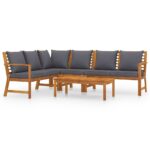 5-Piece Garden Lounge Set with Cushion Acacia Wood Timber Outdoor Patio Furniture