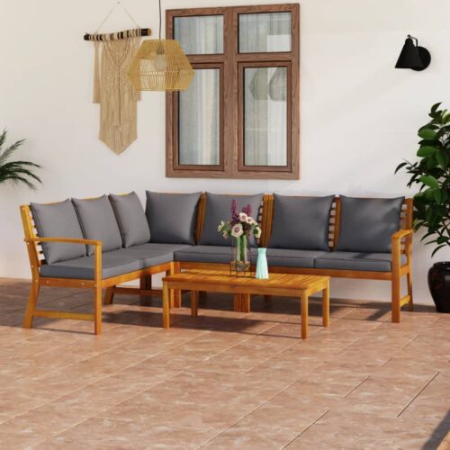 5-Piece Garden Lounge Set with Cushion Acacia Wood Timber Outdoor Patio Furniture - Image 2